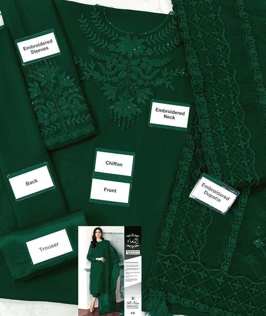 Al Nisa Wedding Edition Embroidered Green Dress – BQU-D-291-23